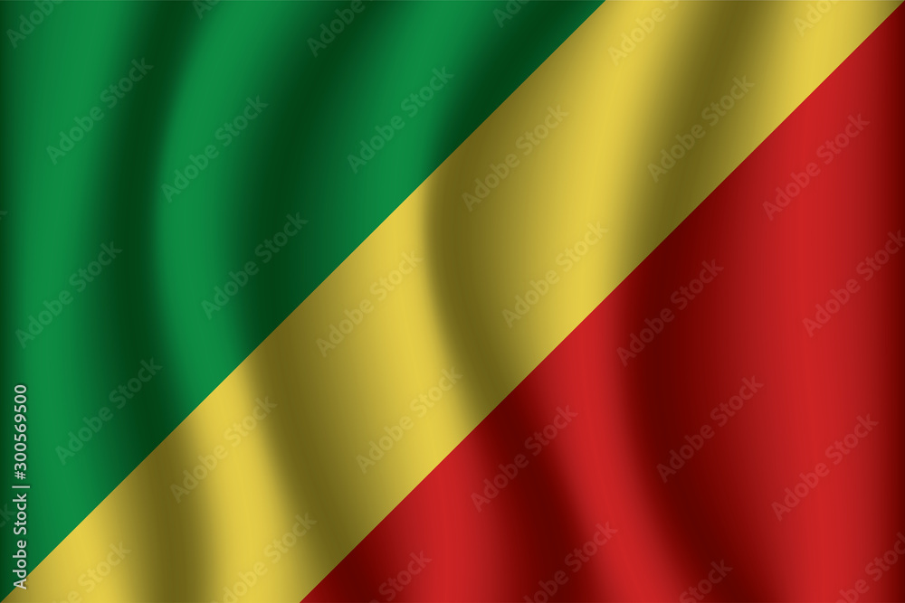 Waving Flag of Republic of the Congo. Republic of the Congo Icon vector illustration eps10.