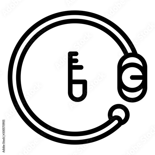 Bike lock icon. Outline bike lock vector icon for web design isolated on white background