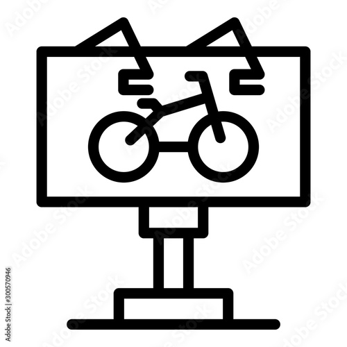 Billboard bike rent icon. Outline billboard bike rent vector icon for web design isolated on white background