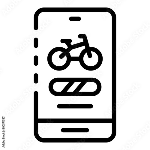 Smartphone bike rent icon. Outline smartphone bike rent vector icon for web design isolated on white background
