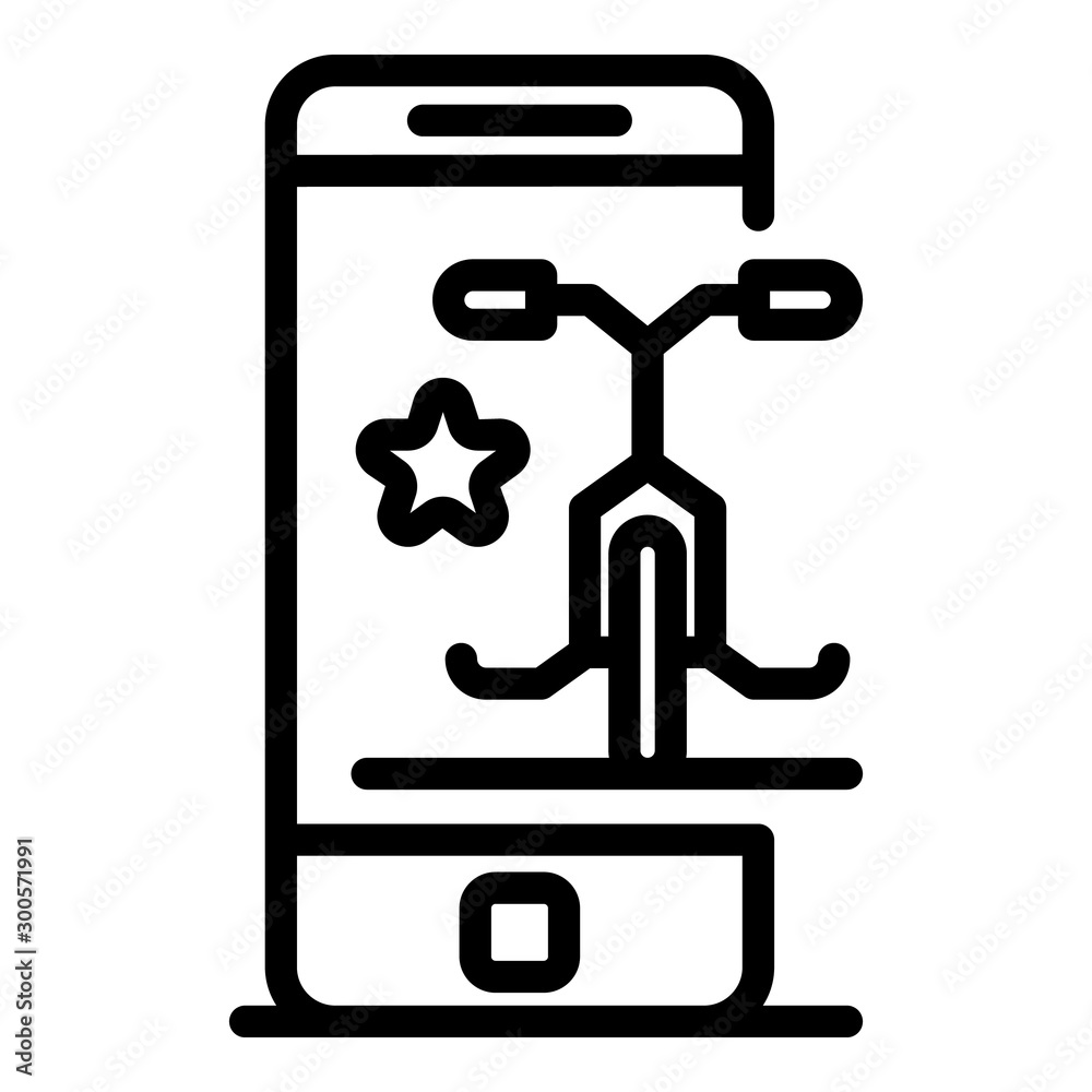 Bike rent phone icon. Outline bike rent phone vector icon for web design isolated on white background Bike rent phone icon. Outline bike rent phone vector icon for web design isolated on white background