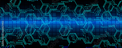 Blue cyber circuit future technology concept background