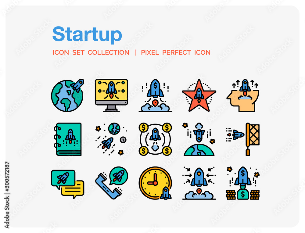 Startup Icons Set. UI Pixel Perfect Well-crafted Vector Thin Line Icons. The illustrations are a vector.