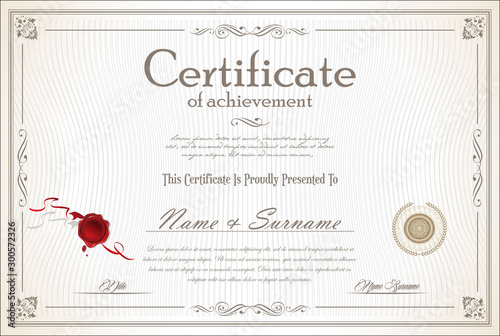 Certificate or diploma  retro vintage template
