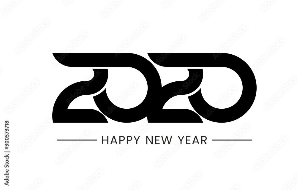 2020 logo design. Happy New Year text. Isolated on white background. Brochure design template, card, calendar, diary, and banner. Stock vector illustration for your design. 2020 logo design. Happy New Year text. Isolated on white background. Brochure design template, card, calendar, diary, and banner. Stock vector illustration for your design.