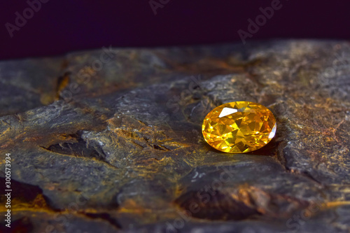 Yellow sapphire isolated on white