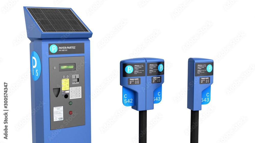 Parking meter machine 3d render on white Parking meter machine 3d render on white