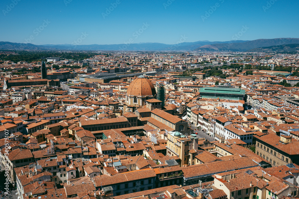 View of Florence skyline from top of Duomo - Cathedral Santa Maria del Fiore