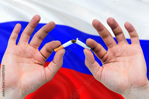 Bild auf Leinwand Russia quit smoking cigarettes concept