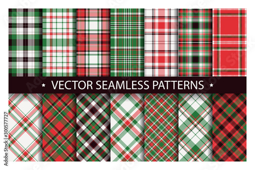 Tartan set pattern seamless plaid vector. Geometric background fabric texture. Modern check fashion template for textile print, wrapping paper, gift card, wallpaper flat design.