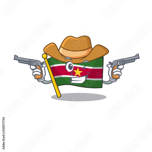 cowboy happy flag suriname with the cartoon