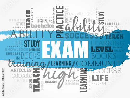 EXAM word cloud collage, education concept background