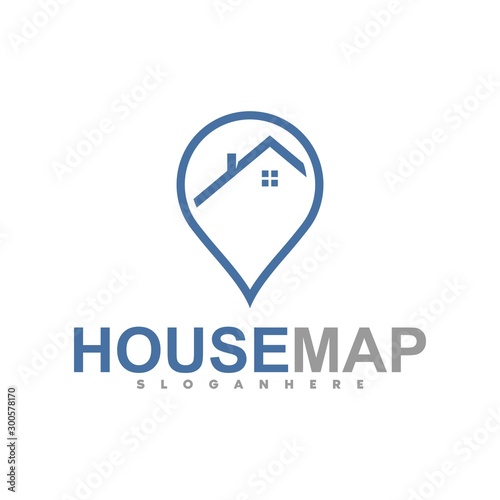 home and pin logo. real estate logo, icon and template