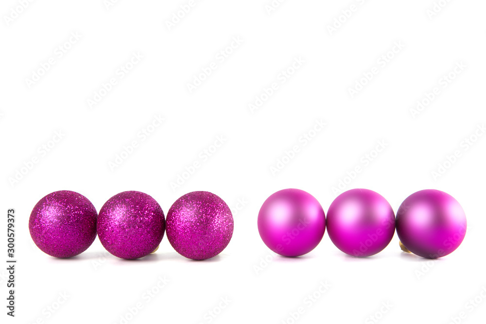 Christmas lilac balls on white background Christmas lilac balls on white background