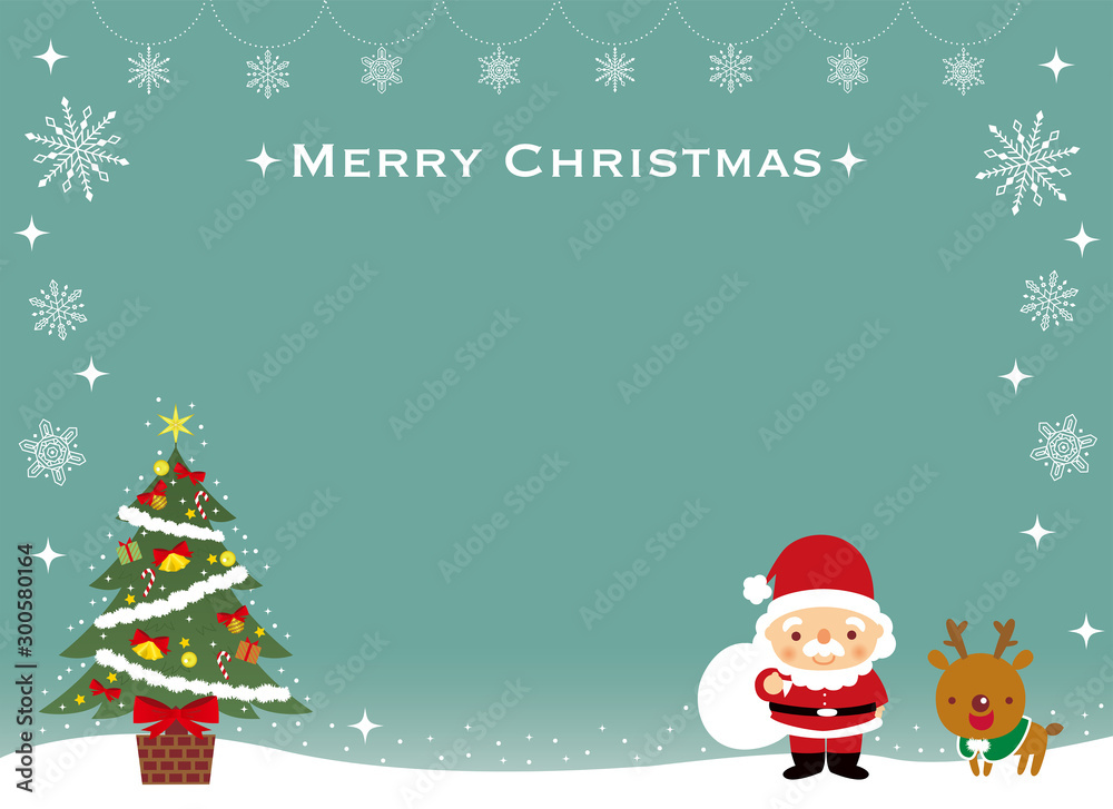 クリスマス かわいいサンタとトナカイのフレーム Stock Vector Adobe Stock