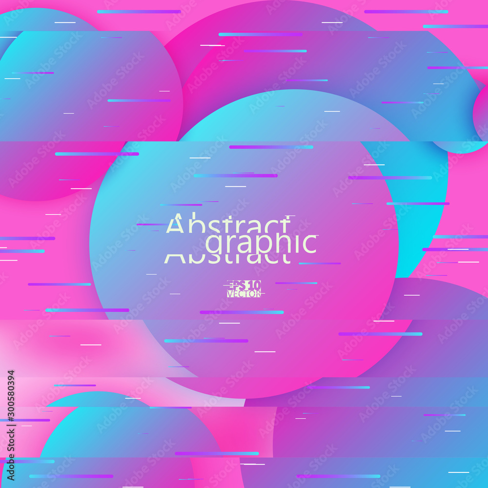 Colorful glitch circles, frame with neon glitch effect on gradient background. Eps10 Vector illustration