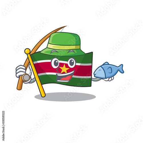 flag suriname isolated in fishing the mascot