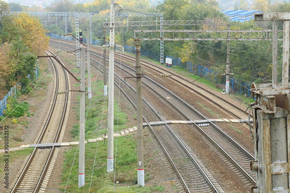 Railway Tracks at a Major Train Station at Sunset. Railway Tracks at a Major Train Station at Sunset.