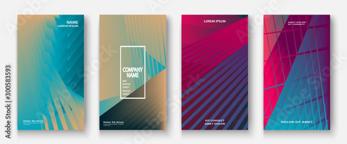 Modern business geometric template covers for design. Phone social media network concept. Promotion poster background. Creative stories set. Abstract vector illustration. Trendy gradient neon colors