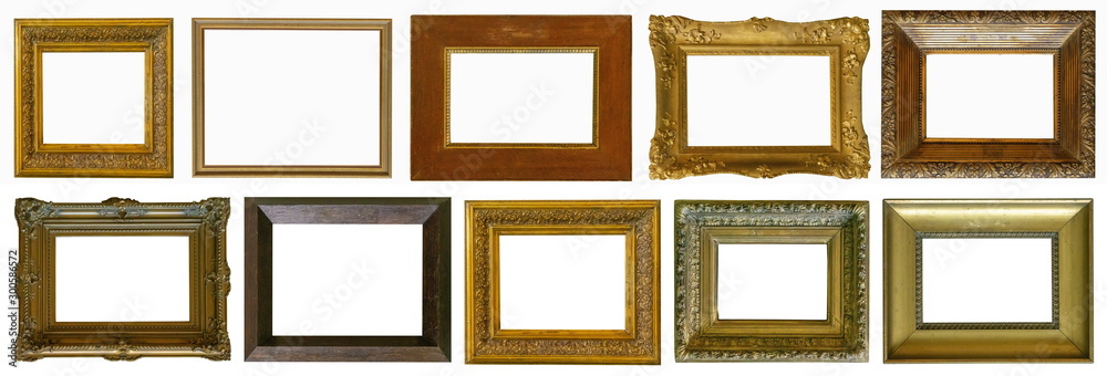 Frames paintings gold antique antiquity collection isolated museum