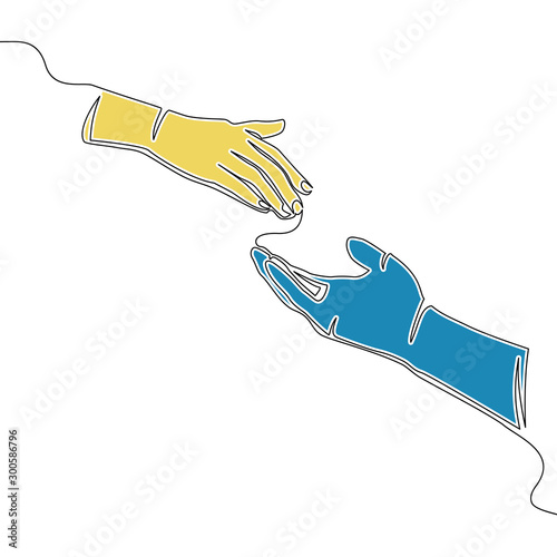 Flat drawing art Helping hands charity concept