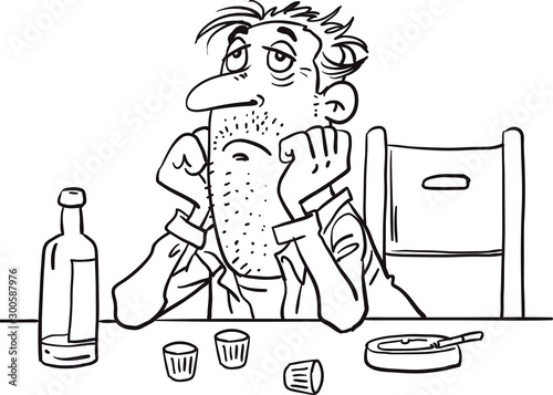 Unhappy Man Drinking