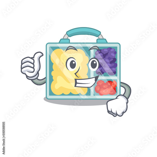 lunch box isolated with the mascot thumbs up