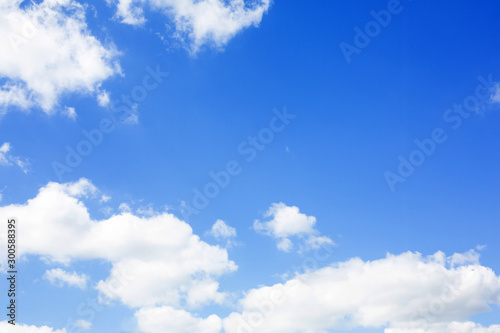 The blue sky is full of beautiful white clouds.