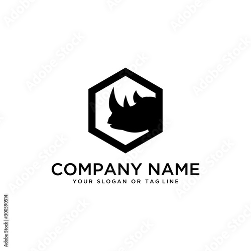 rhino logo design vector template white background