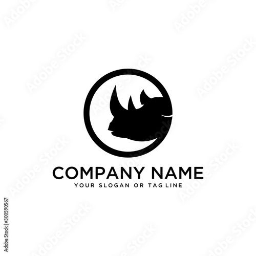 rhino logo design vector template white background