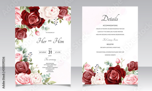 beautiful floral wreath wedding invitation card template