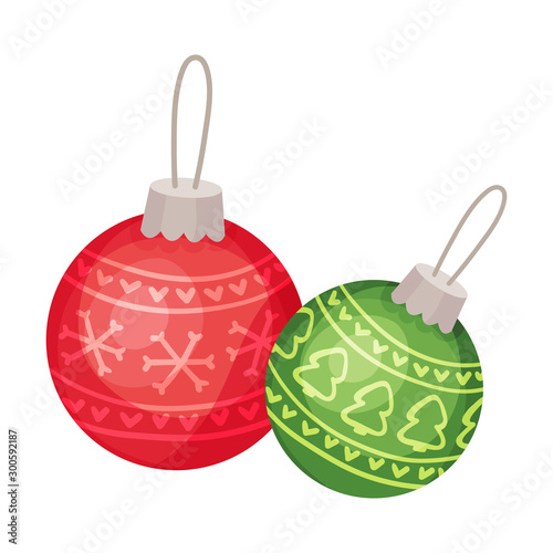 Two christmas balls. Vector illustration on a white background.