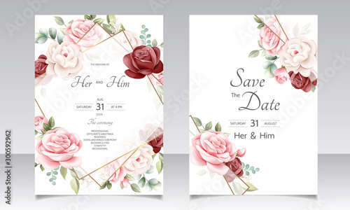 beautiful floral wreath wedding invitation card template