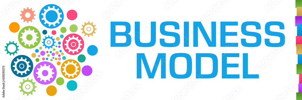 Business Model Colorful Dots Circular Gears Left Business Model Colorful Dots Circular Gears Left