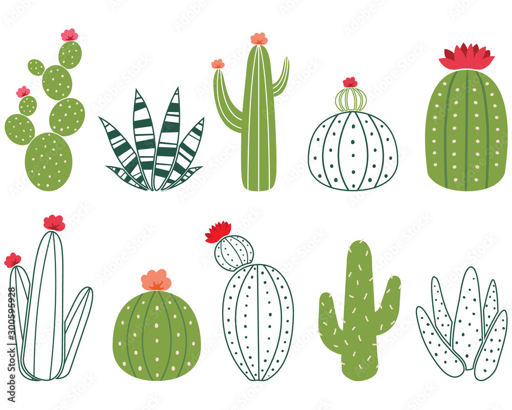 Cactus Doodle Collections Set Cactus Doodle Collections Set