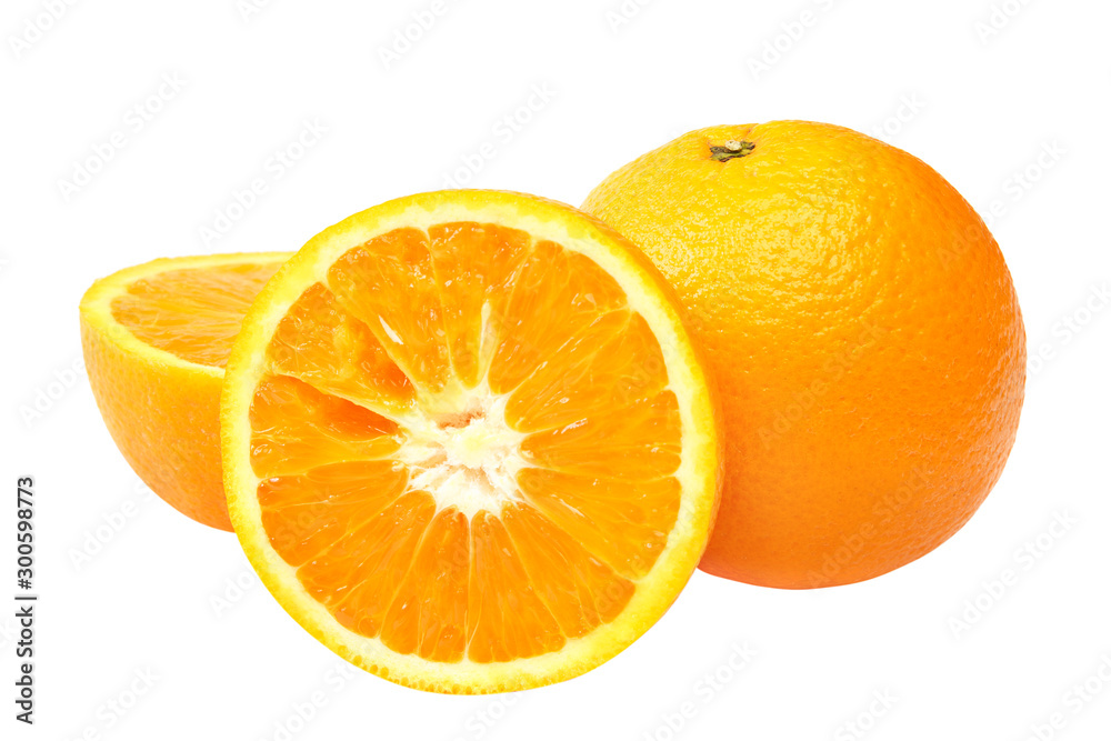 Fresh orange fruit isolated on a white background