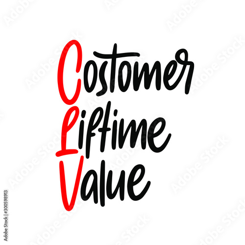 Hand writing Customer Lifetime Value (CLV), vector concept acronym
