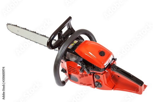 Modern chainsaw isolated on a white background