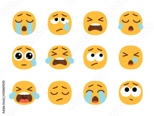 Fototapet Yellow crying emoji faces