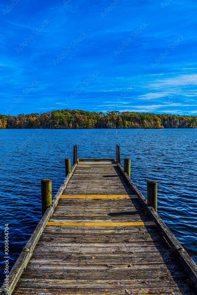 dock on autumn lake