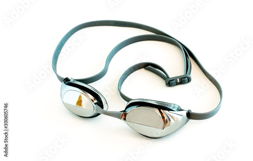 mirror glasses for swimming. sports equipment for swimmers in the pool
