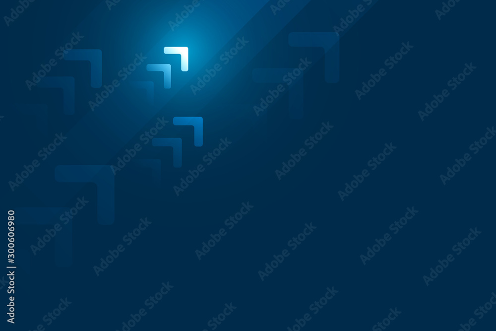 Obraz premium Up arrows on dark blue abstract background illustration vector for business and finance, copy space composition, growth concept.