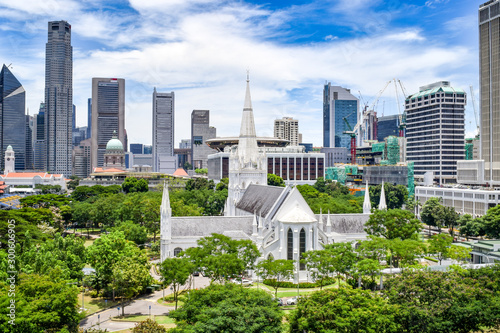 Photography Aerial View of Downtown Singapore, St