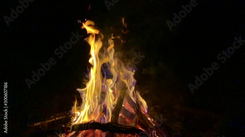Fire - bonfire in the garden - Camping and tents