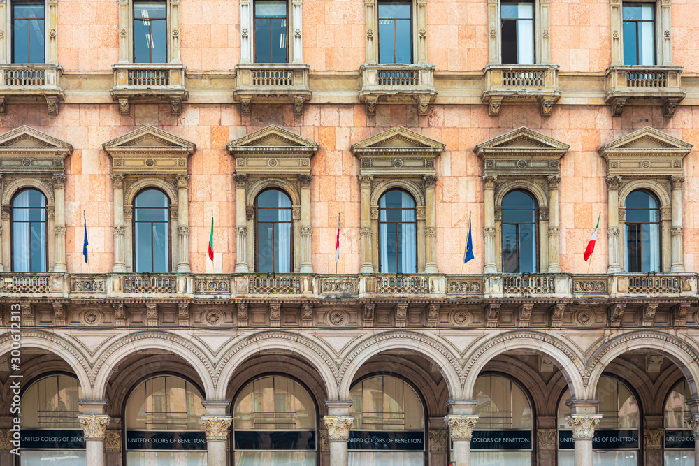 MILAN, ITALY - May 29, 2018: antique city building in Milan, italy