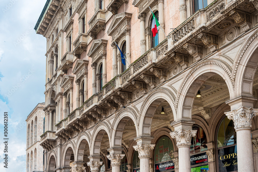 MILAN, ITALY - May 29, 2018: antique city building in Milan, italy