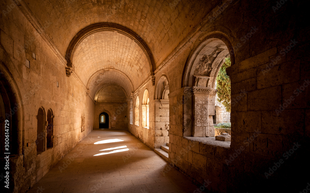 Inside deserted Abbey, south France