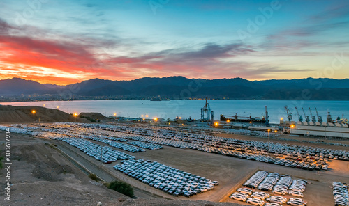 Morning in marine port of Eilat, Marine port in Eilat is the southernmost por...