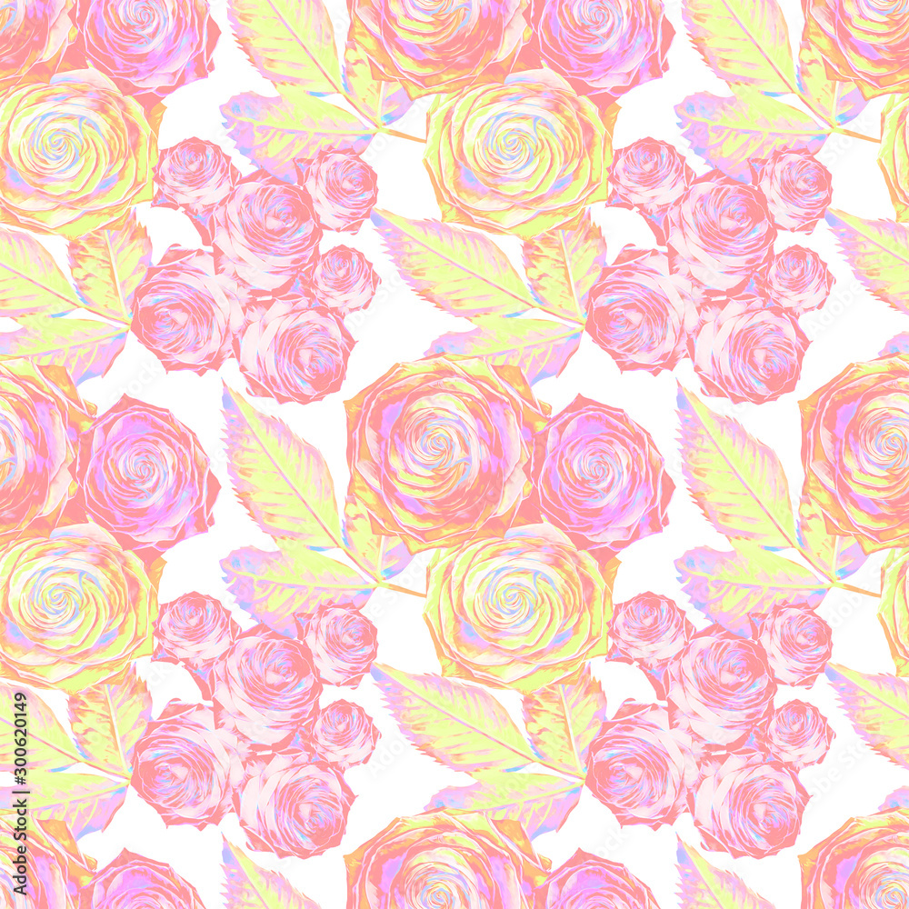 Roses composition, seamless pattern. Roses composition, seamless pattern.