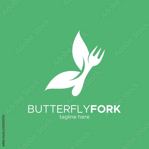 butterfly fork logo design unique